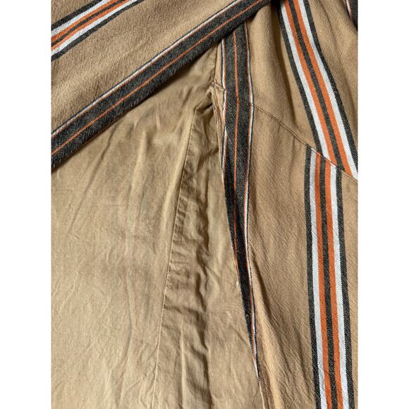 Worthington Linen Blend Wrap Skirt 6P Brown Orange Striped Midi Lined - Picture 6 of 9
